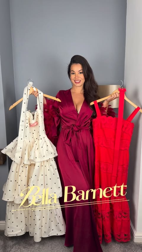 Instagram post by @styledby.karin for Bella Barnett. Caption reads: I’ve just tried on two dresses from....