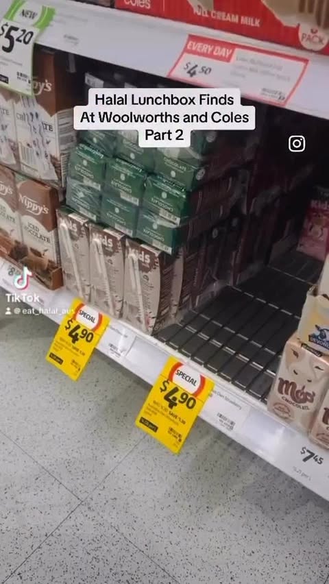 Instagram post by @eat_halal_aus for Woolworths. Caption reads: @woolworths_au and @colessupermarkets halal Lunch....