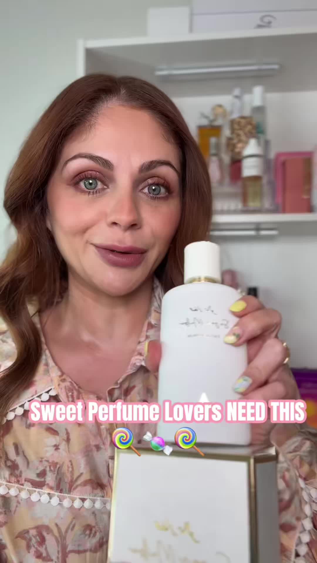 TikTok post by @evelyns_favoritethings for Oudware. Caption reads: [...] like a dessert shop in perfume form.....