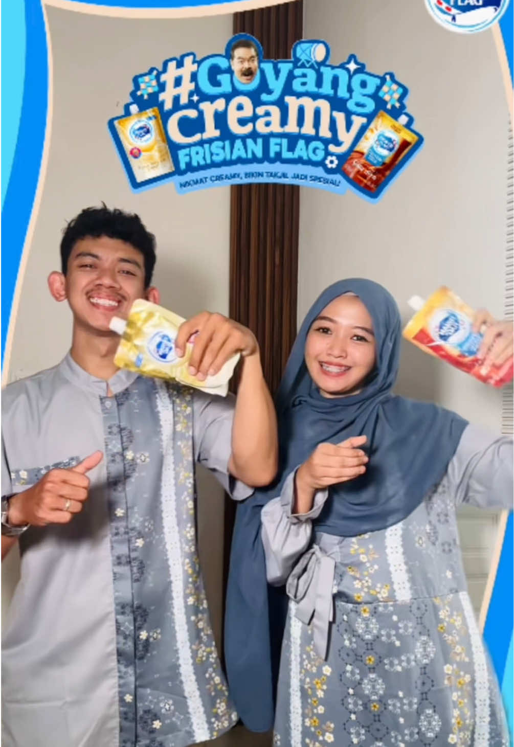 TikTok post by @abhisevaaaaa_ for Frisian Flag Indonesia. Caption reads: @Frisian Flag #GoyangCreamyFrisianFlag Yuk,....