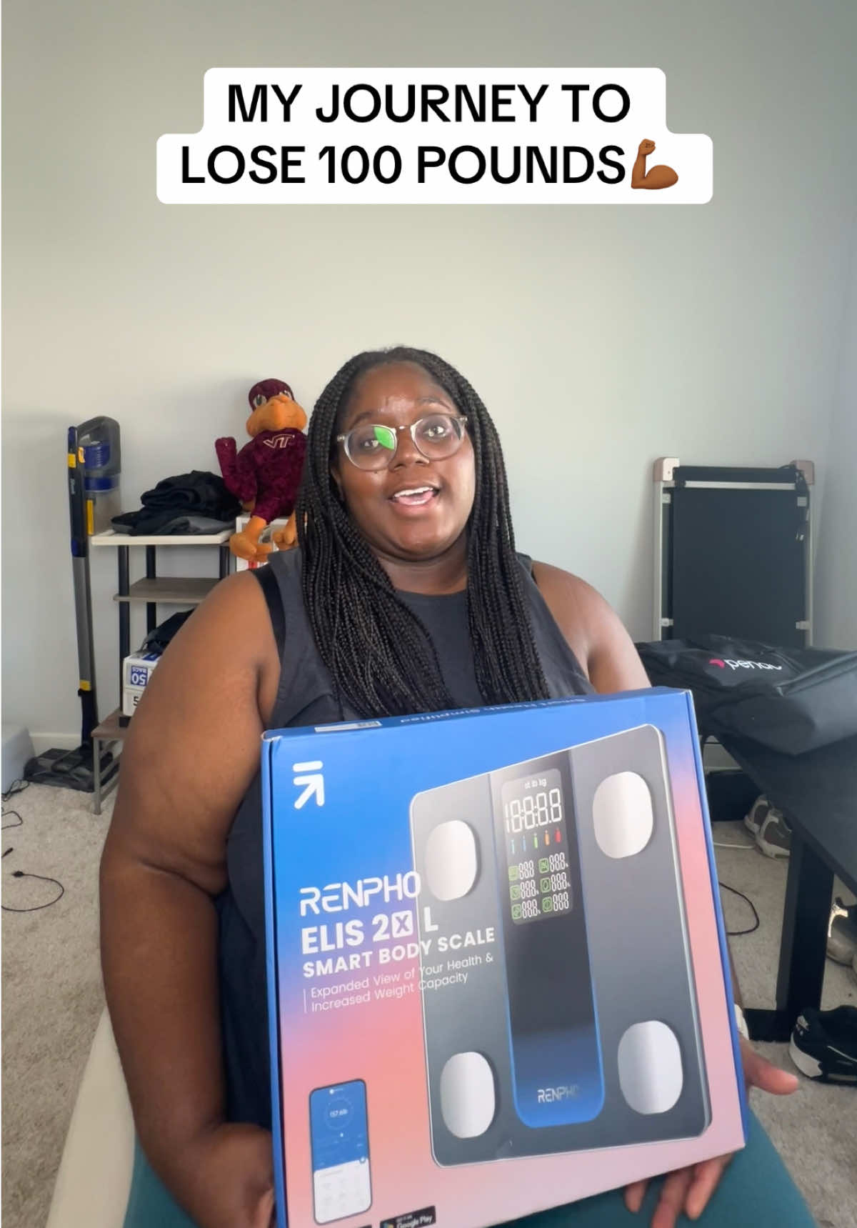 TikTok post by @chantalinmotion for RENPHO. Caption reads: sharing my weight loss journey 🤍 on the road to....