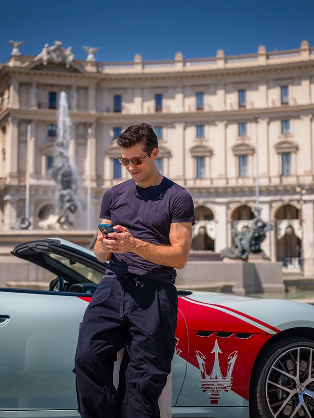 Instagram post by @robertobolle for Maserati. Caption reads: [...] a day in Rome. The Eternal City with my....