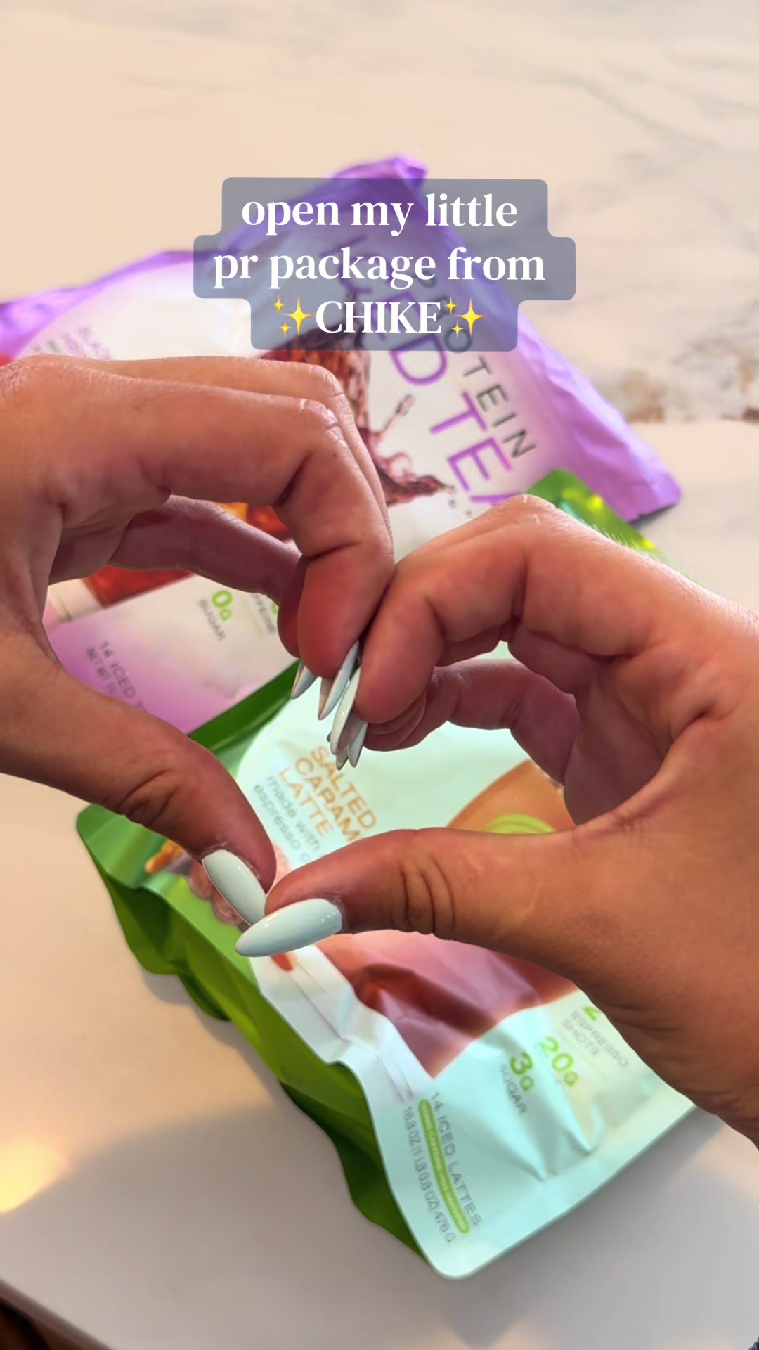 TikTok post by @lilyyyboo2 for Chike Nutrition. Caption reads: @Chike Protein Coffee Can’t wait to give these....