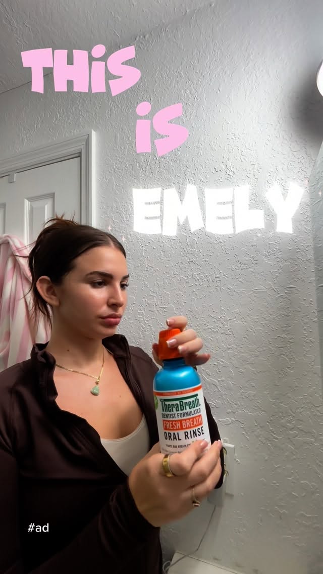 Instagram post by @emelylhernandez for TheraBreath. Caption reads: Bad breath? Couldn’t be me. @therabreath has me....