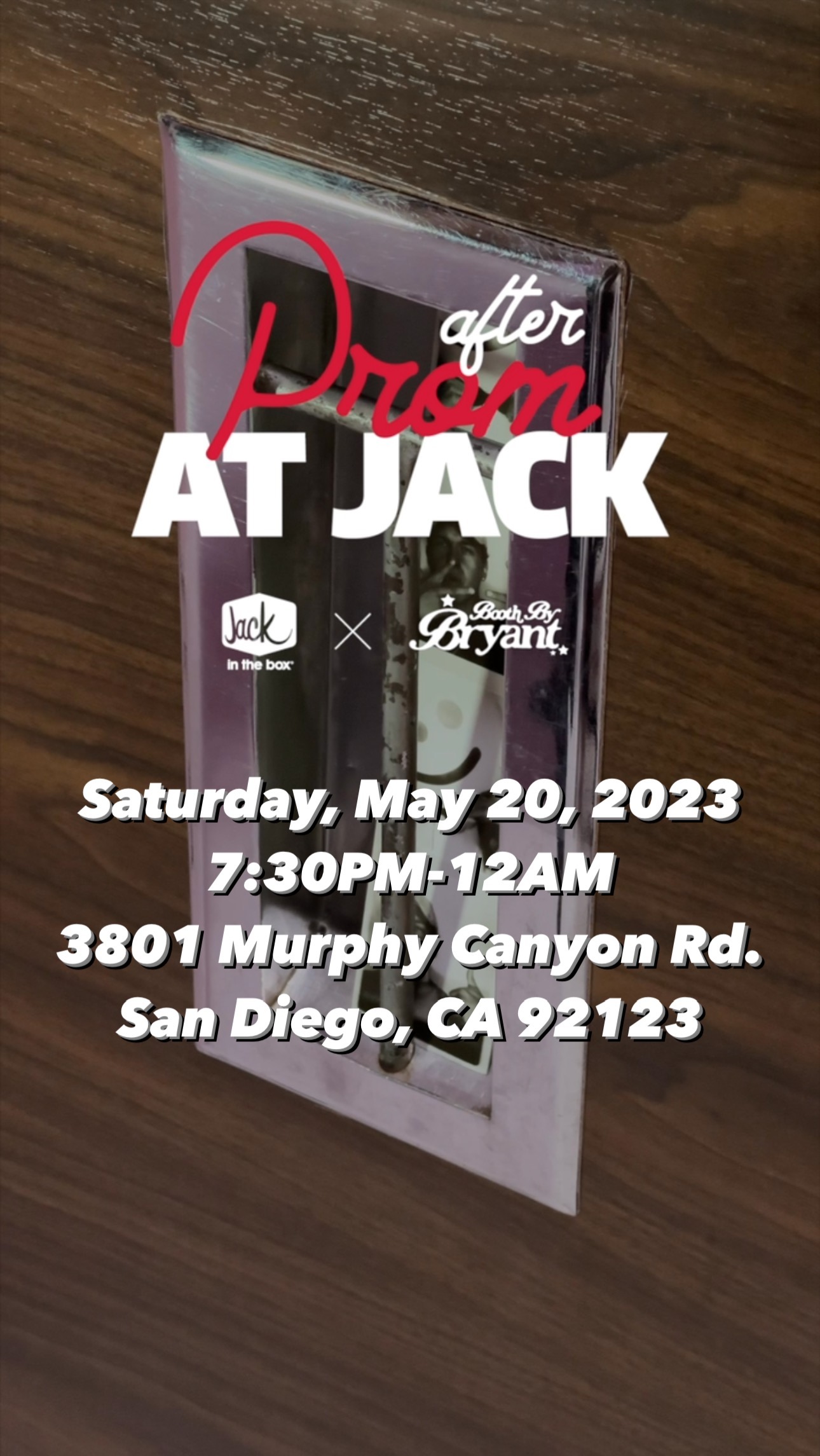 Instagram post by @boothbybryant for Jack In The Box. Caption reads: Serving up a new after-prom tradition 📸🍔....