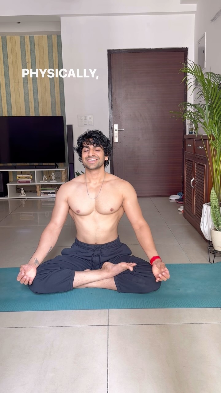 Instagram post by @nimishyadava for The Ayurveda Co.. Caption reads: Enhance your mental health by adding Yoga & T.A.C....