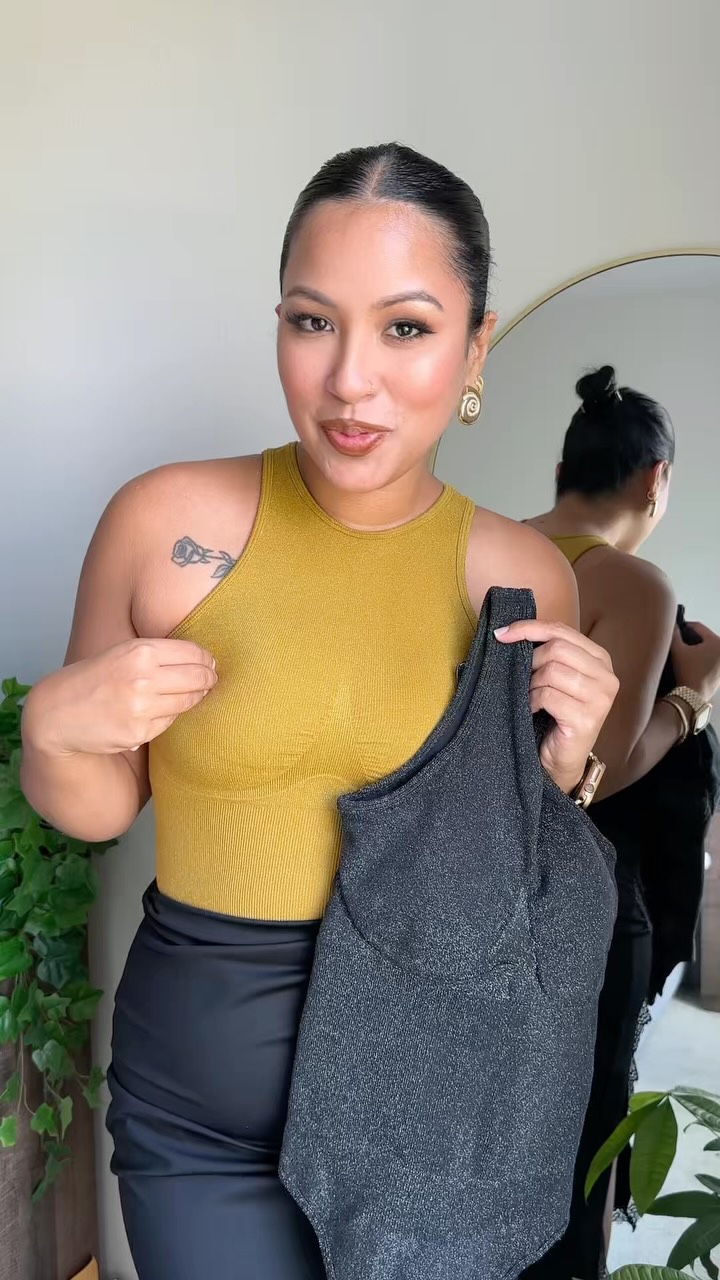 Instagram post by @stylewithsteff for Popilush. Caption reads: Sparkle and sculpt with these amazing bodysuits....