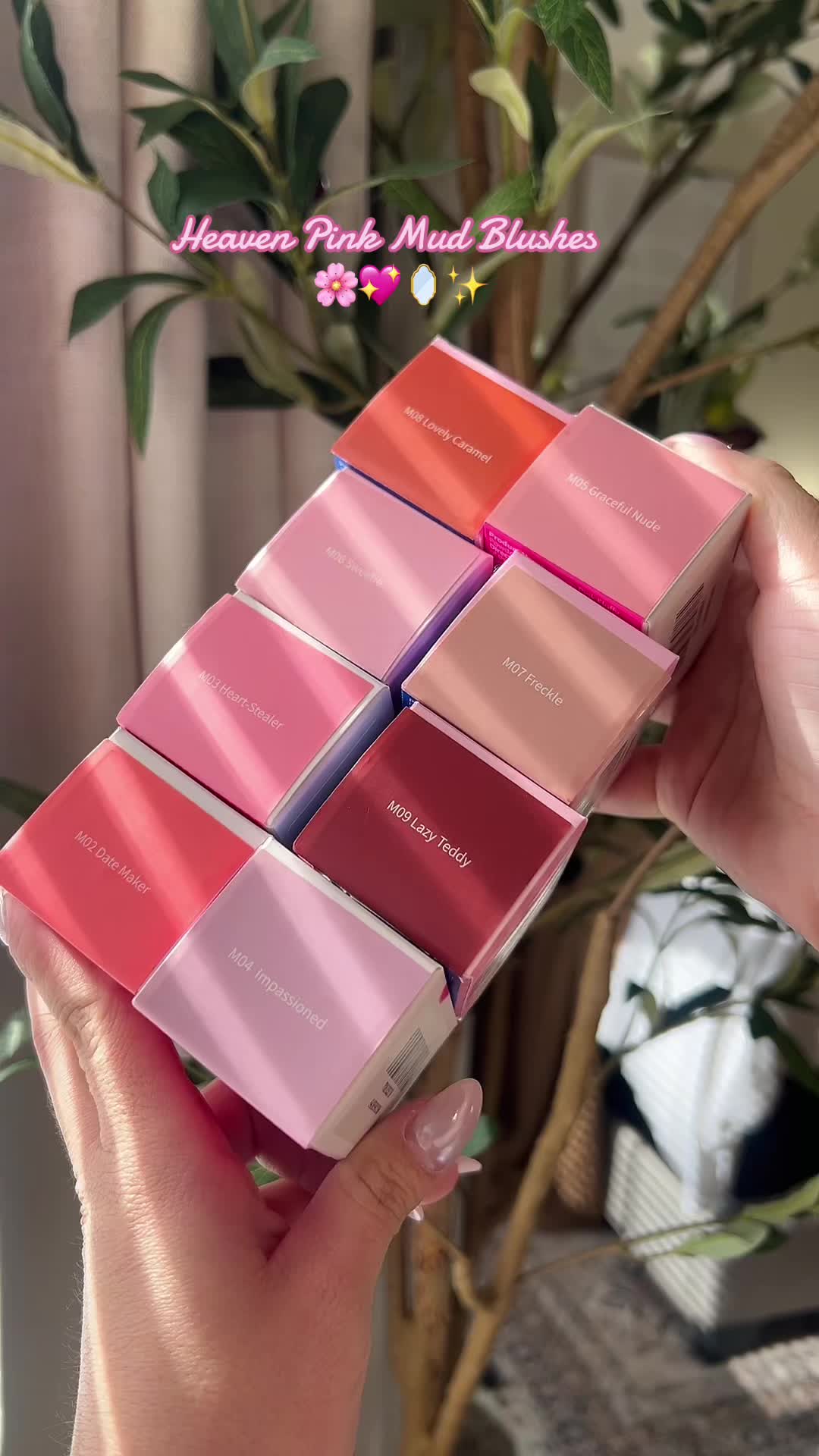 TikTok post by @vanessamendeez for Heaven Pink. Caption reads: The cutest blushes!💖🌸🪞✨ @Heaven Pink #blushes....