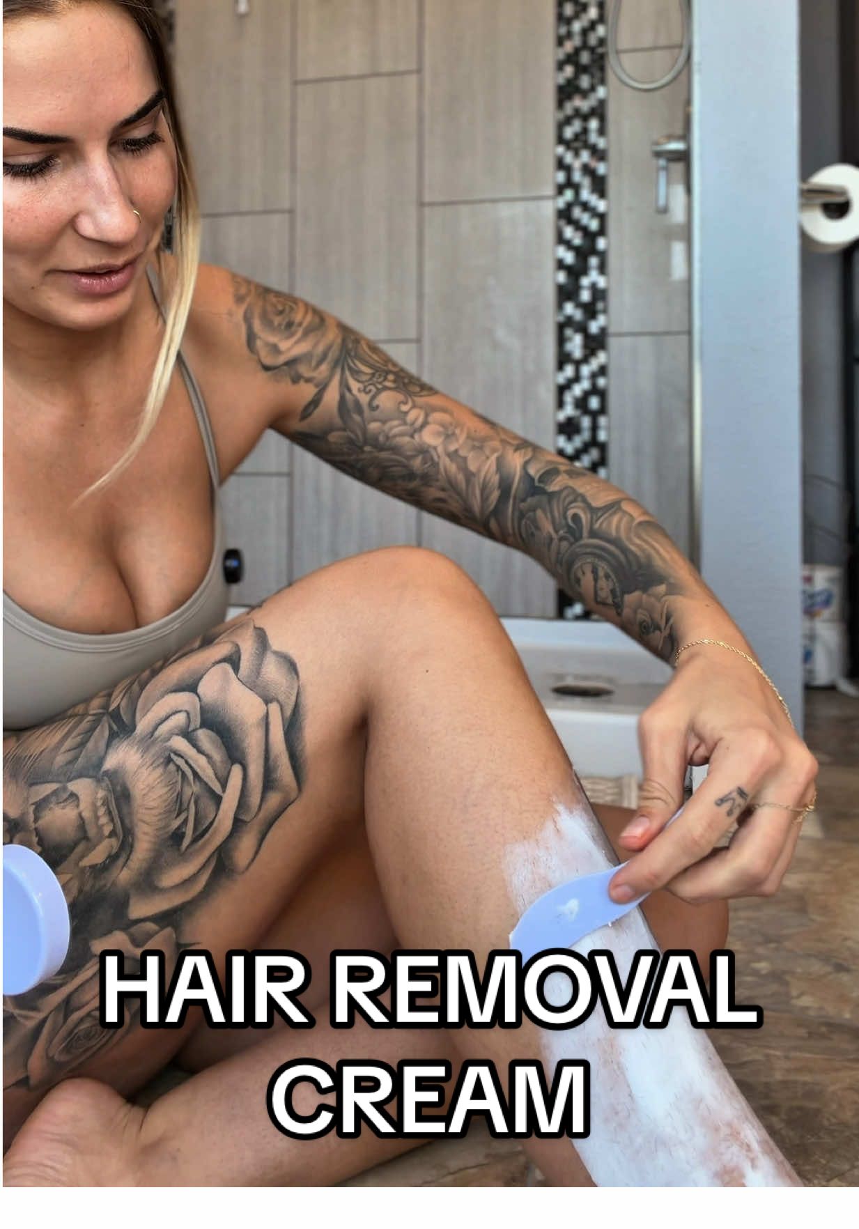 TikTok post by @holisticnursebri for Flamingo. Caption reads: [...] #bodyhair #tiktokshopfinds @Harry's....