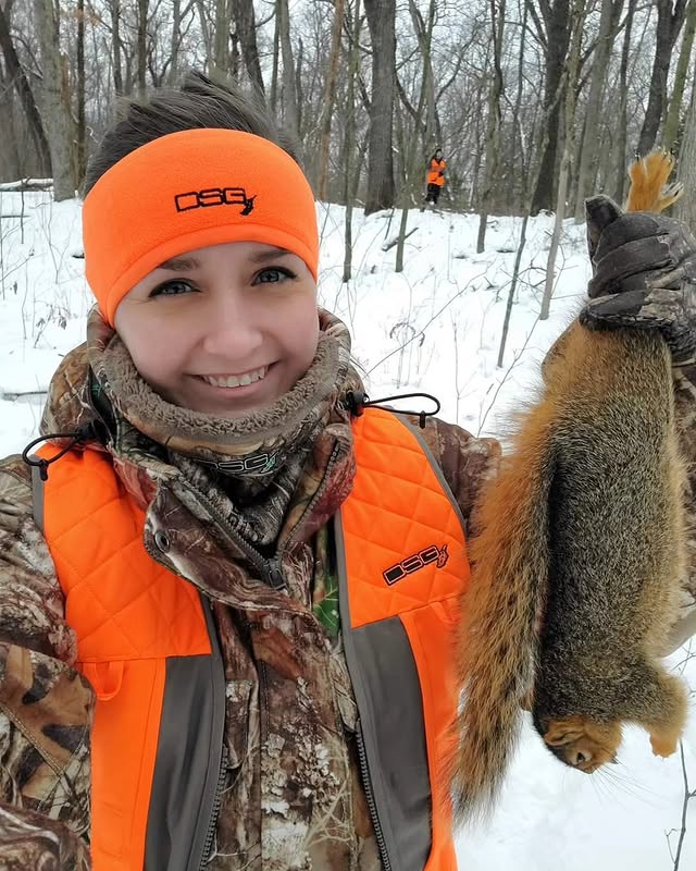 Instagram post by @heather_iverson_outdoors for DSG Outerwear. Caption reads: Happy Squirrel Appreciation Day! 🐿 What is your....