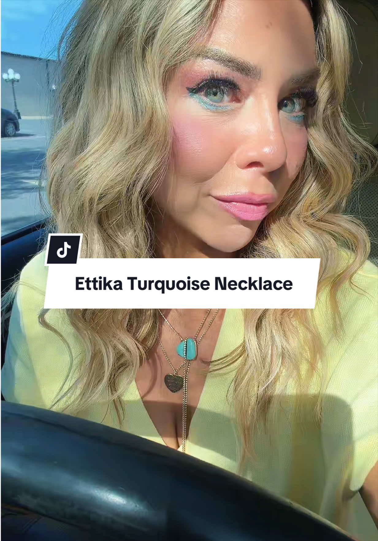TikTok post by @lindaannettem for Ettika. Caption reads: [...] Turquoise Necklaces🩵✨ perfect to layer....