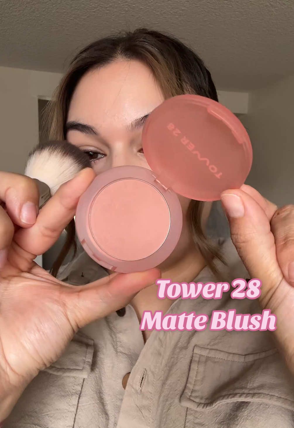 TikTok post by @julesbbeauty for Tower 28 Beauty. Caption reads: [...] Beach Iced Tea 🍹 #tower28 #tower28beauty....