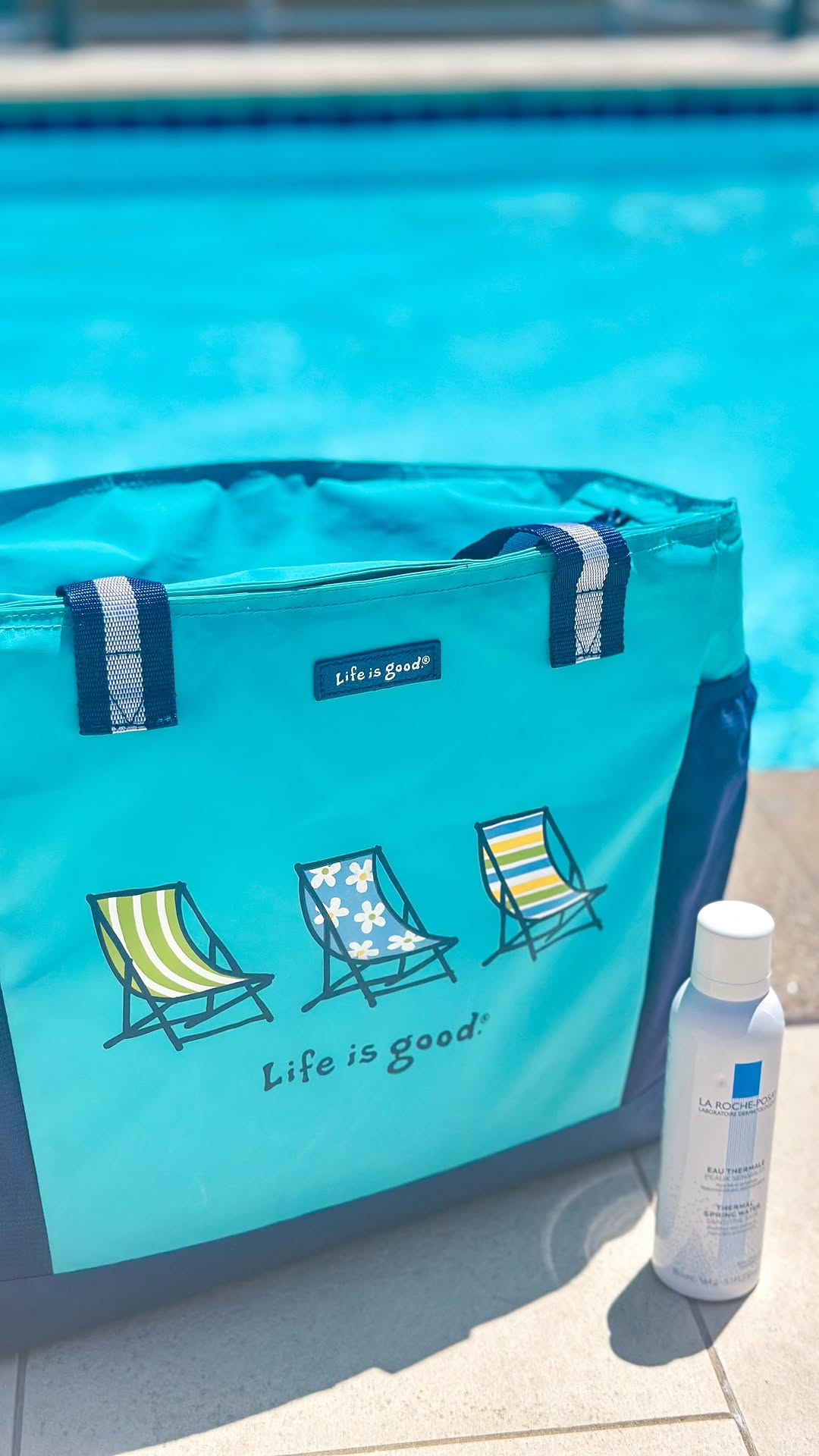 Instagram post by @inlovewithbeauty2 for Life Is Good. Caption reads: [...] soak in the pool ⛱️👙

All I need is....