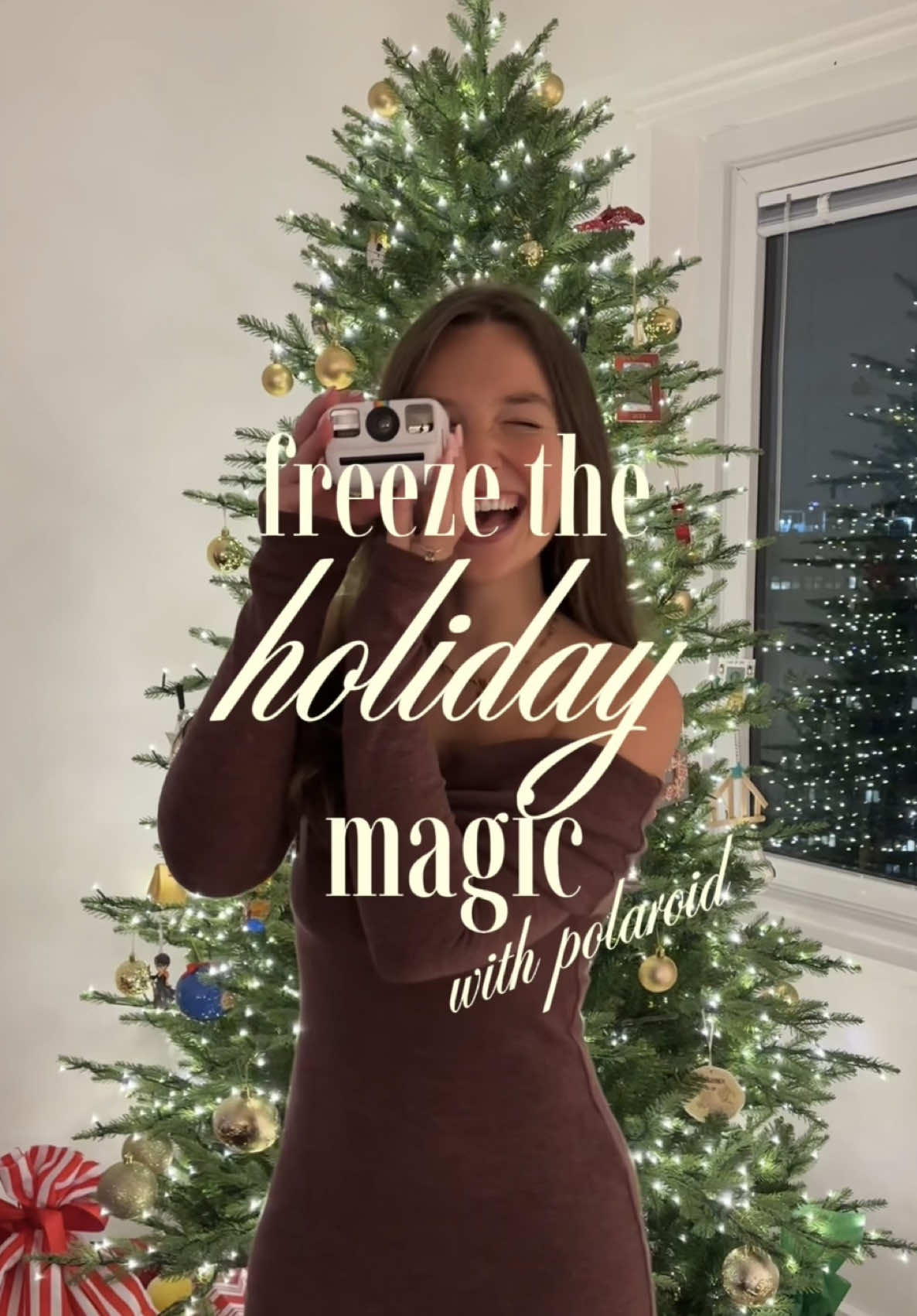 TikTok post by @autumn_gruber for Polaroid. Caption reads: ad | freezing the holiday magic, one @Polaroid....