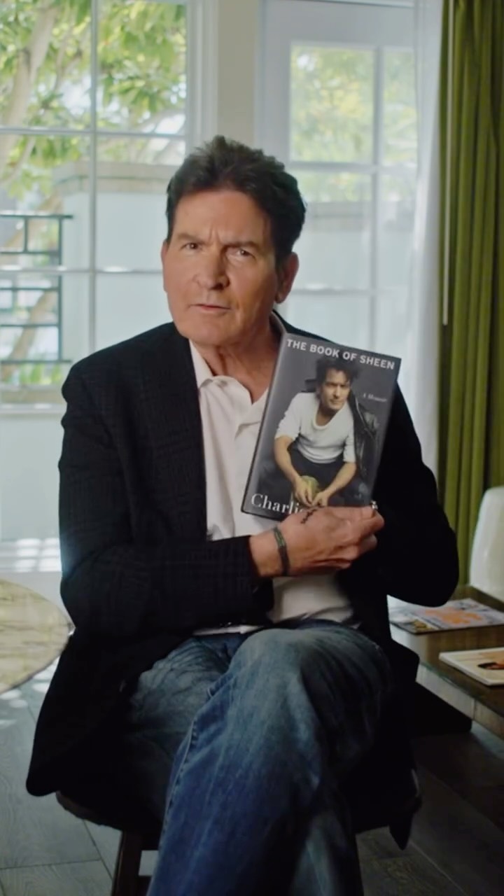 Instagram post by @charliesheen for Gallery Books Group. Caption reads: .