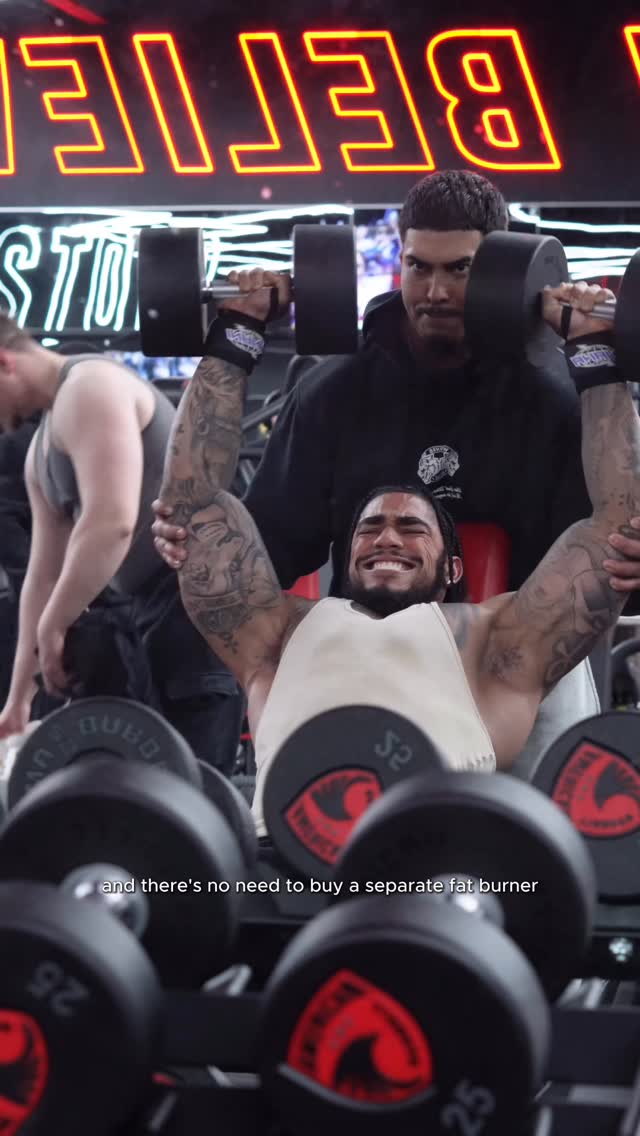 Instagram post by @thefitkingg for Alpha Lion. Caption reads: [...] through your workouts . #AlphaLion....