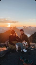 Instagram post by @amslebrun for Vsco. Caption reads: Exploring the world with one rescue dog at a time.....