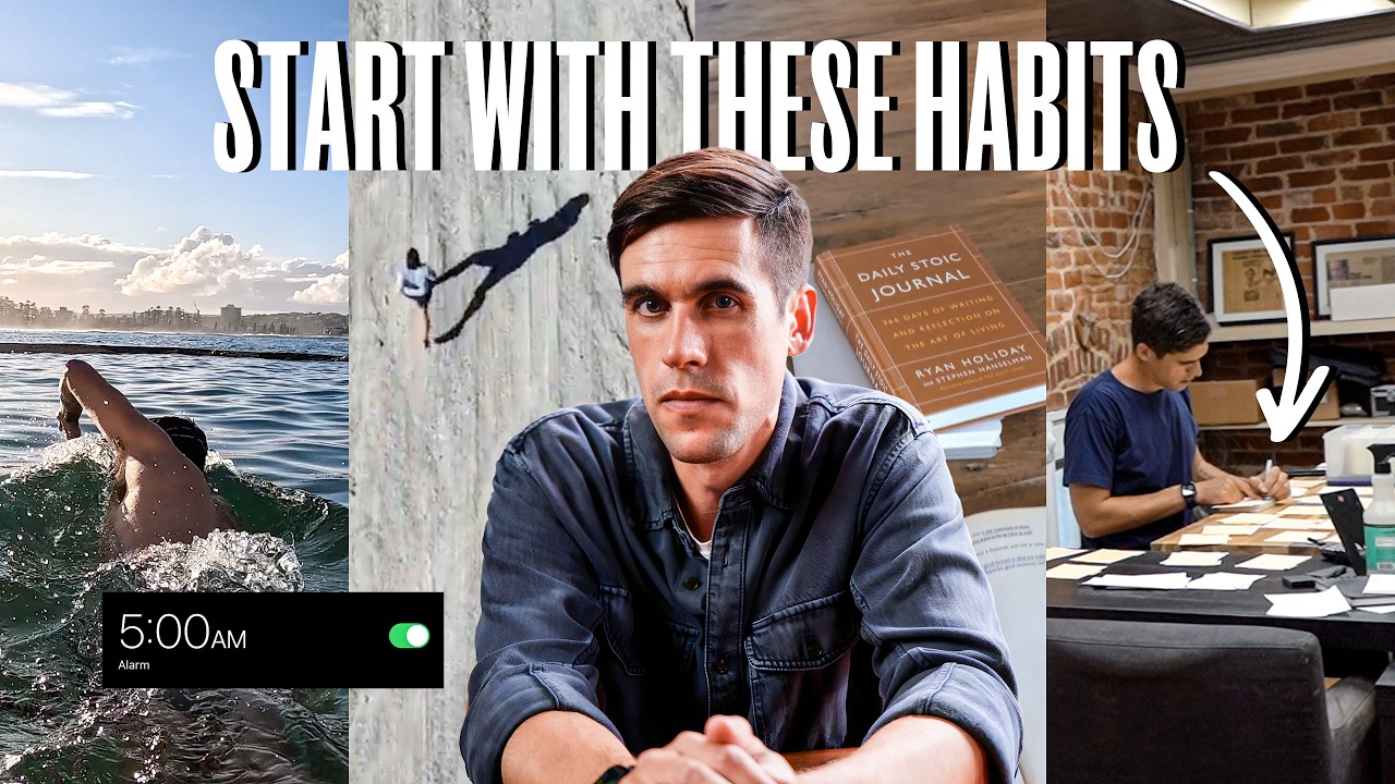 YouTube post by @DailyStoic for Daily Stoic. Caption reads: How To Reinvent Your Life (8 Stoic Practices....