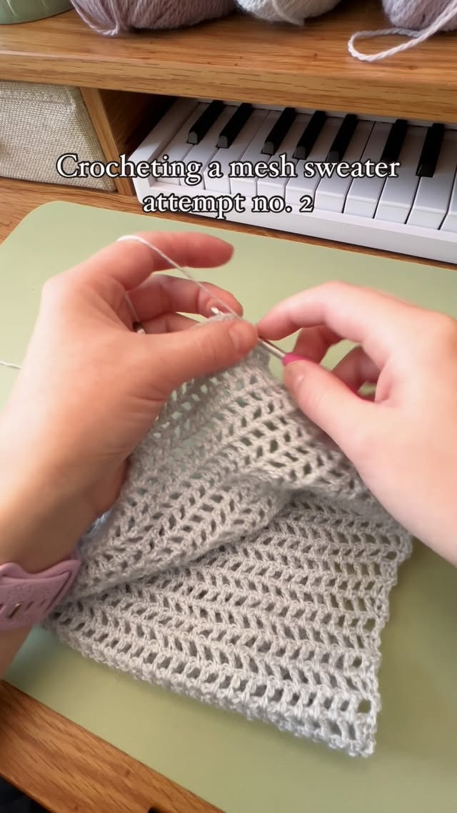 Instagram post by @mohustore for Crochet. Caption reads: My next crochet sweater in progress 🧶

I’m using....
