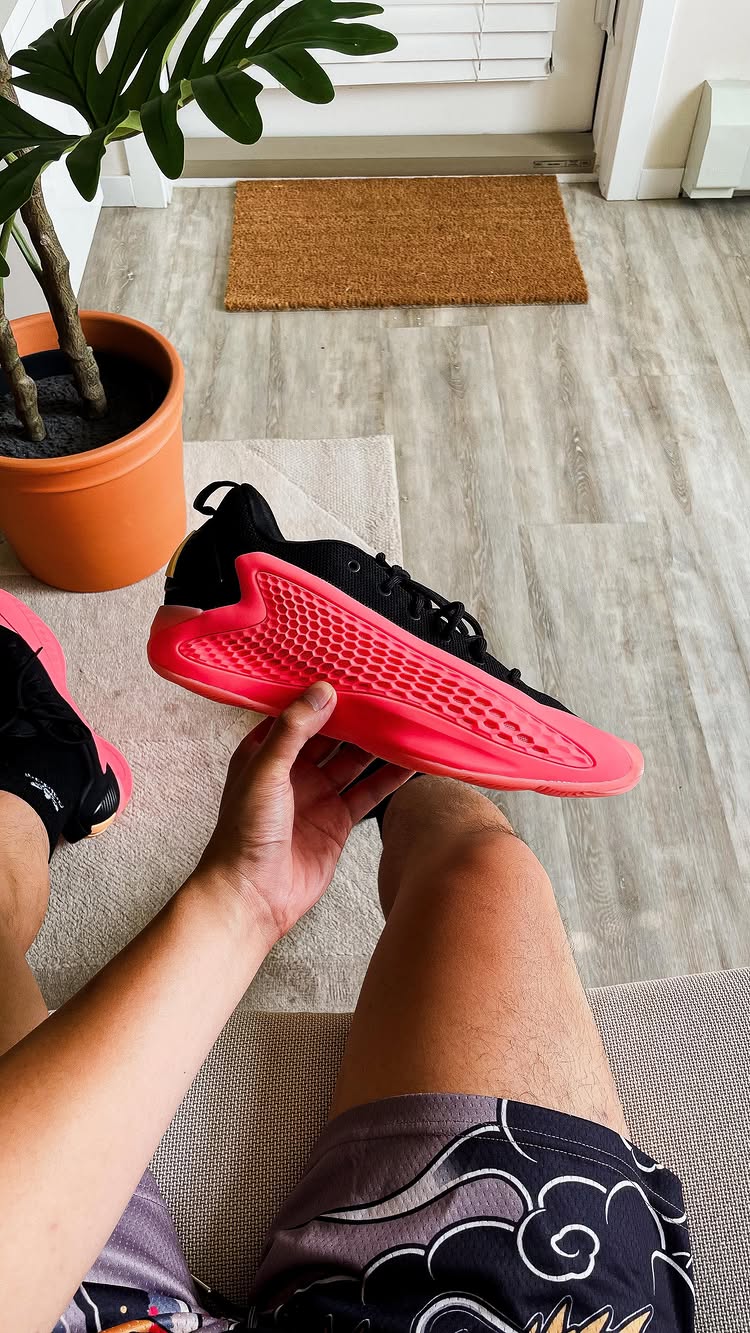 Instagram post by @anthonytai_ for Champs Sports. Caption reads: Styling the Adidas Anthony Edwards 1 Low is....