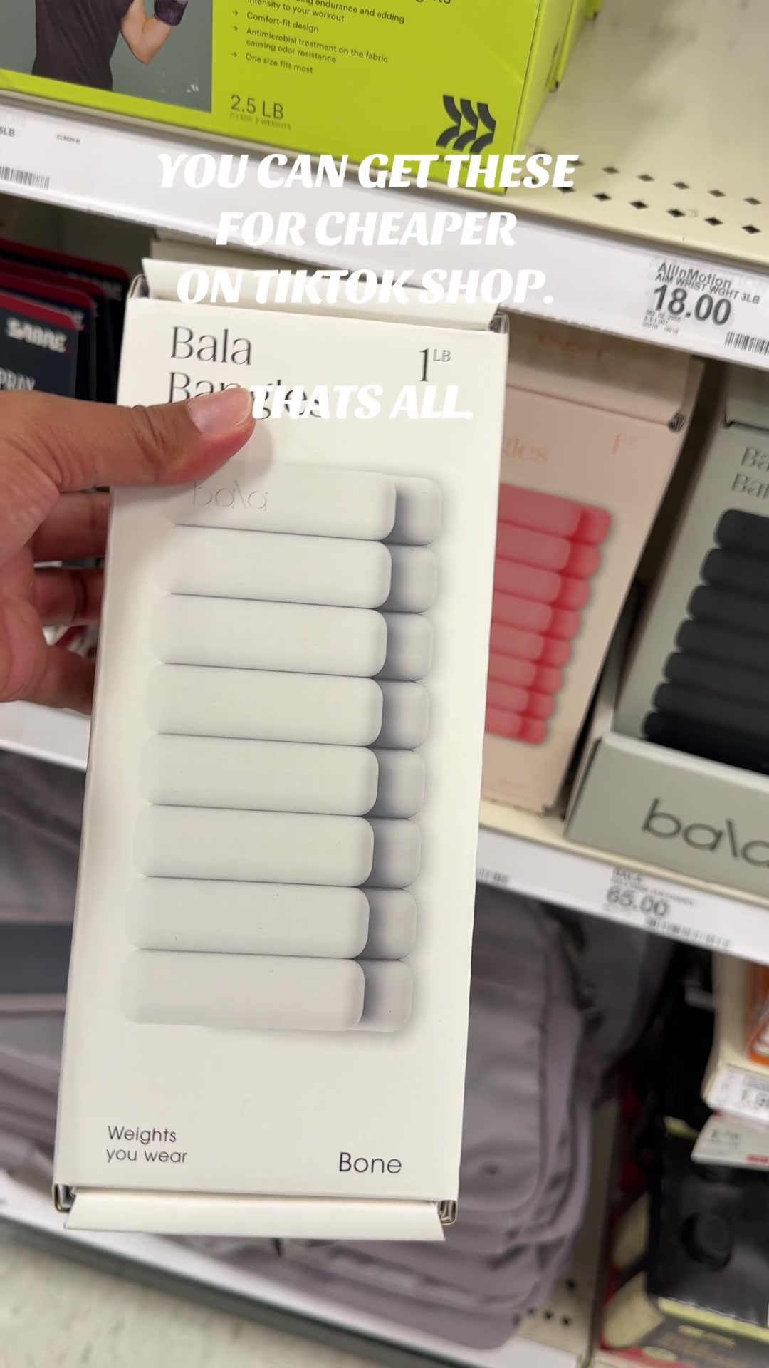 TikTok post by @kerriree for Bala. Caption reads: [...] but they’re too pricey in store! @Shop Bala....