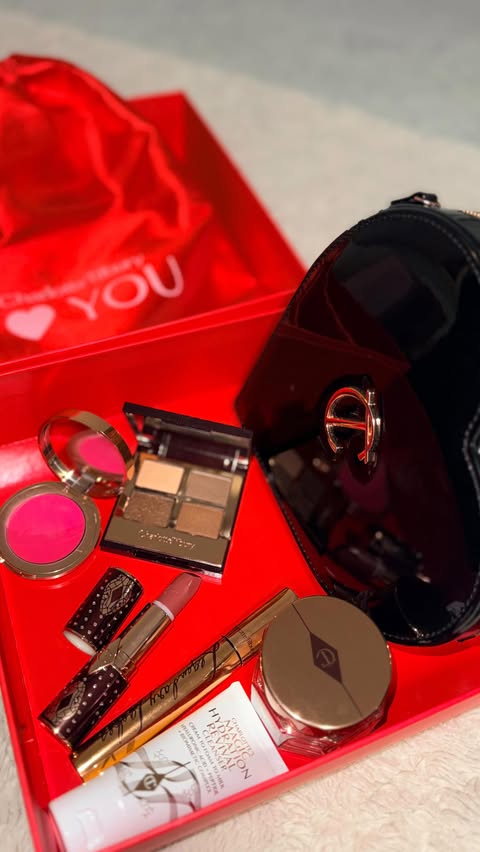 Instagram post by @hafsam1rza for Charlotte Tilbury. Caption reads: #ad 🎁✨ Unbox the MAGIC with @charlottetilbury’s....