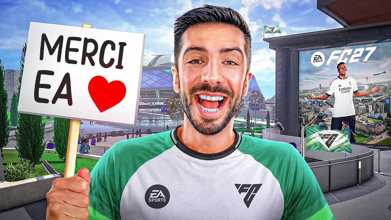 YouTube post by @Skinra for Eneba. Caption reads: ⚽ Pre-order FC27 on Eneba: And what's more, you....