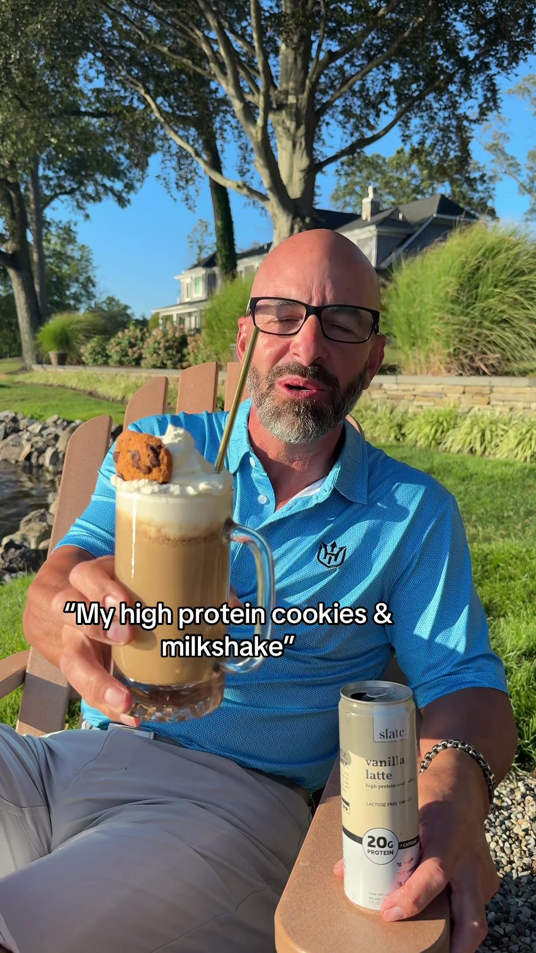 TikTok post by @johnrondi for Slate Milk. Caption reads: [...] cookies & cream milkshake 🍪 🥛 @Slate Milk....