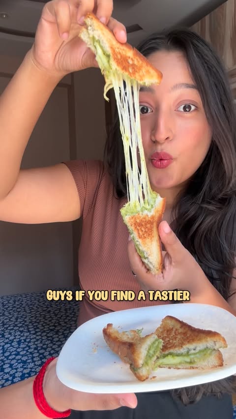 Instagram post by @thehungryhopperss for Kissan. Caption reads: Lazy girl Sandwich Recipe using @kissan_india .....