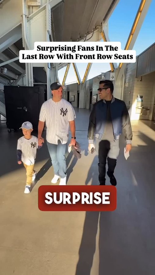 Instagram post by @omar for New York Yankees. Caption reads: @Omar surprised these fans in the last row with....