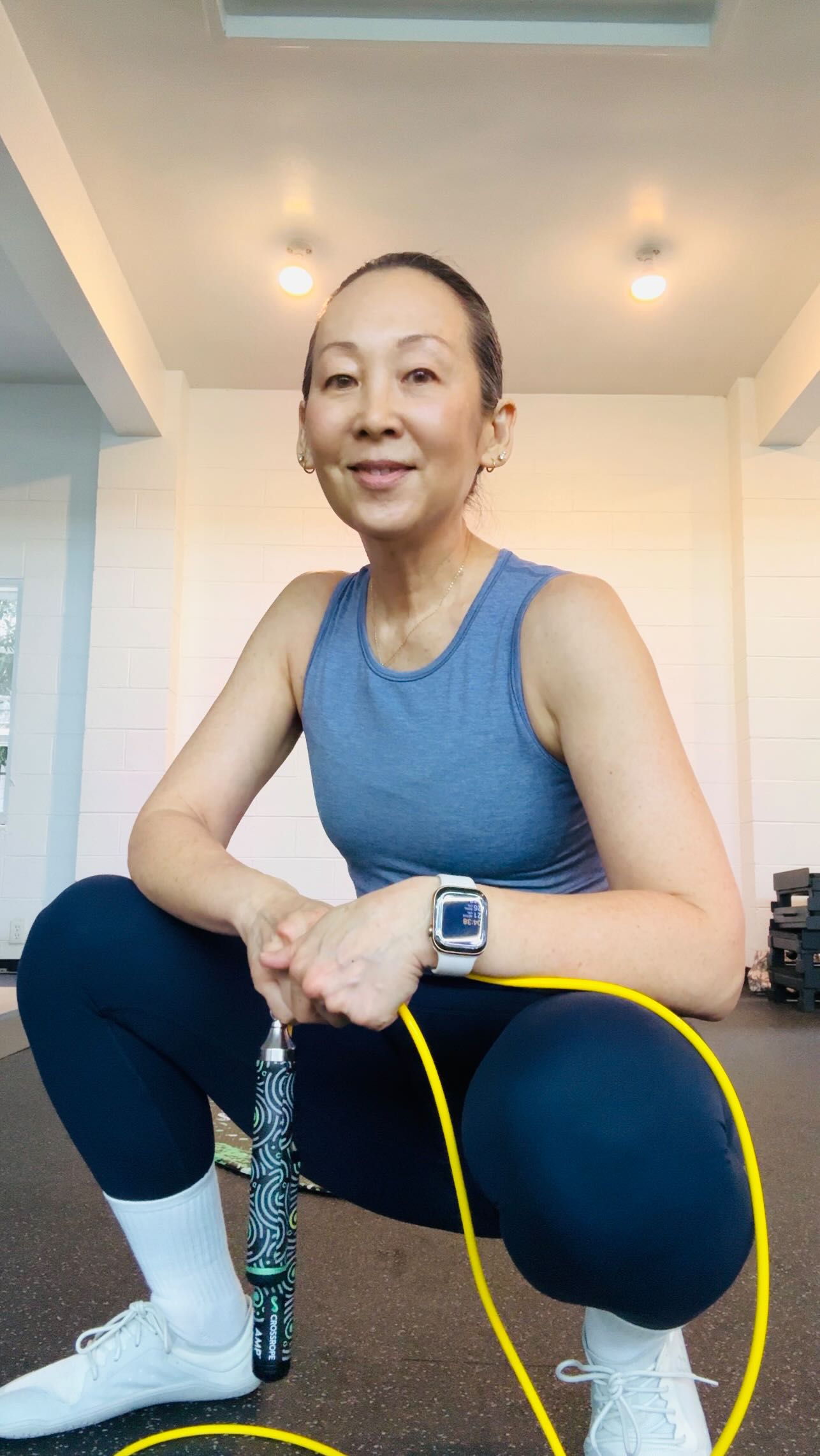 Instagram post by @heymiddleage for Crossrope. Caption reads: [...] rope, and I love it even more using....