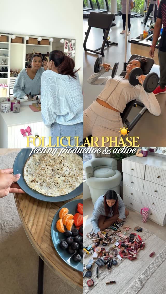 Instagram post by @mridul_sharmaa for WishCare. Caption reads: Follicular phase energy hits different.....