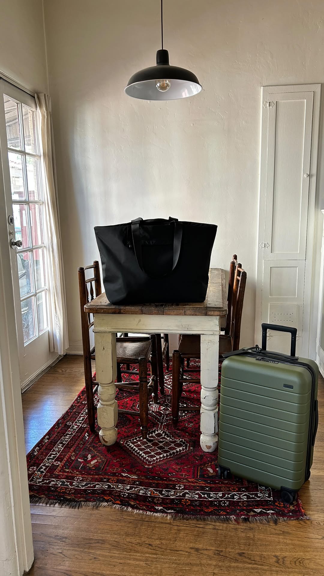 Instagram post by @ceciliagorgon for Away. Caption reads: Never worrying if I can fit all my stuff in a....