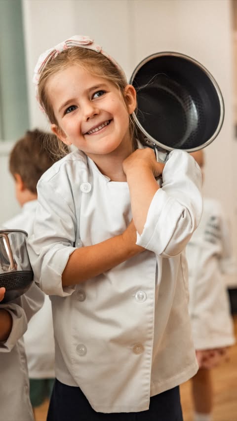 Instagram post by @little_kitchen_academy for HexClad. Caption reads: @little_kitchen_academy and @HexClad believe real....