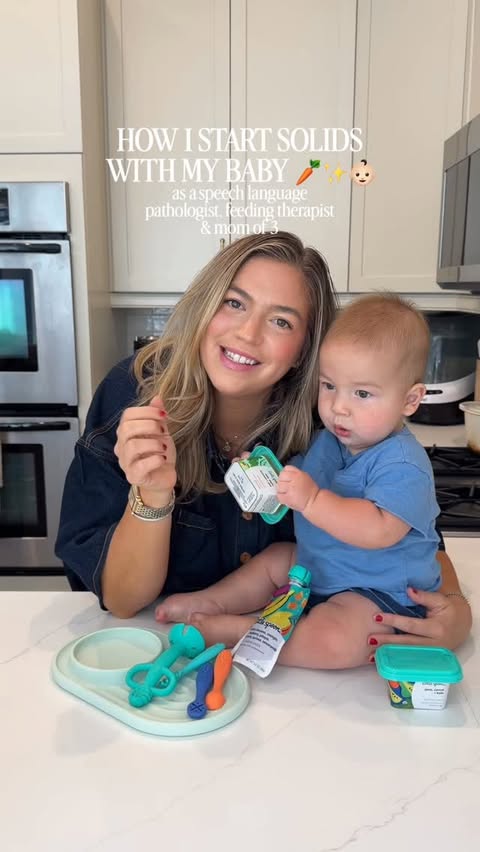 Instagram post by @cassidyandersonkids for Little Spoon. Caption reads: [...] you choose to introduce solids I love....