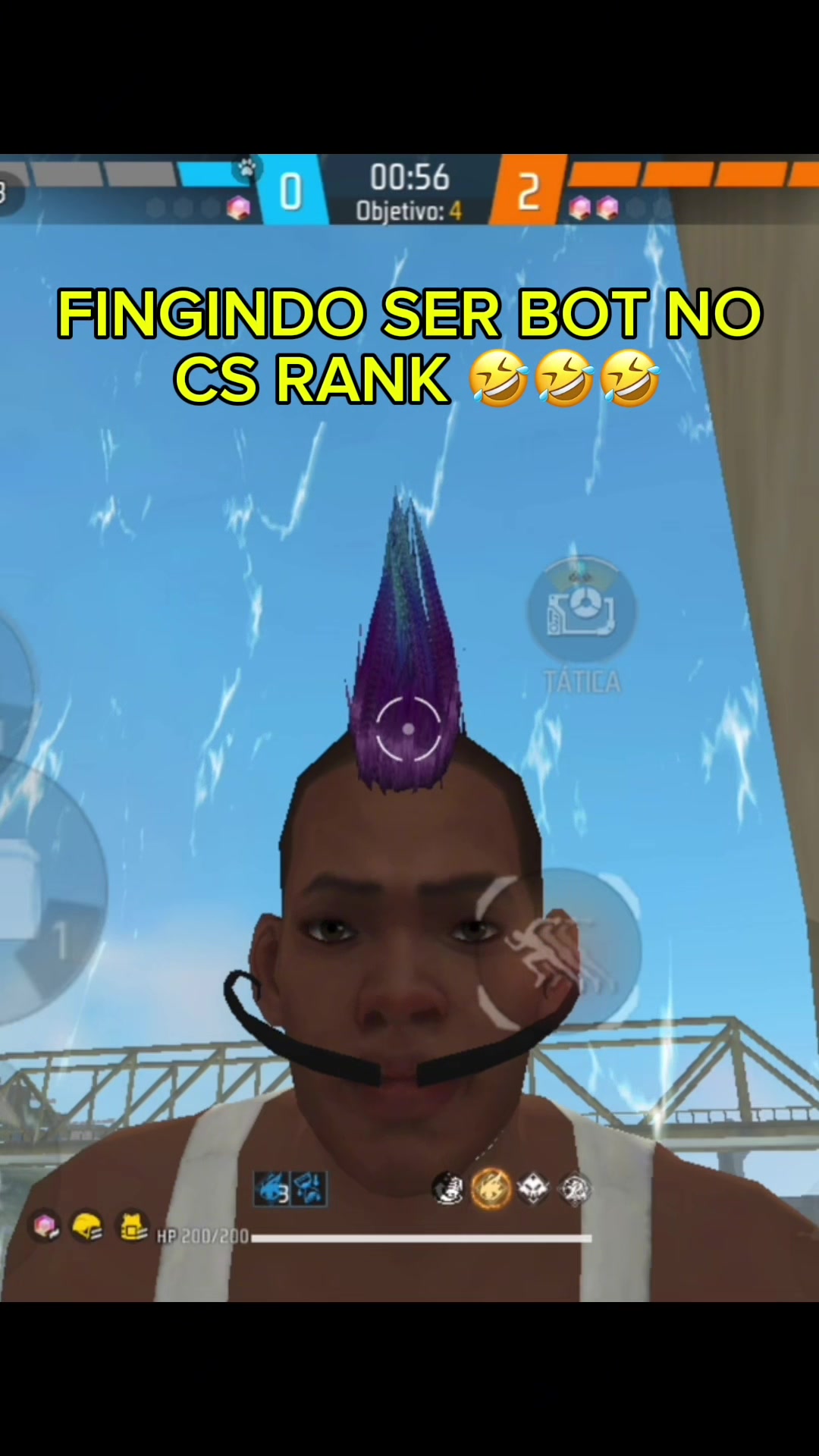 TikTok post by @novin07_ for Garena Free Fire IT. Caption reads: Parte 2, fingindo ser bot no cs rank 😂😂😂 #FFGIP....