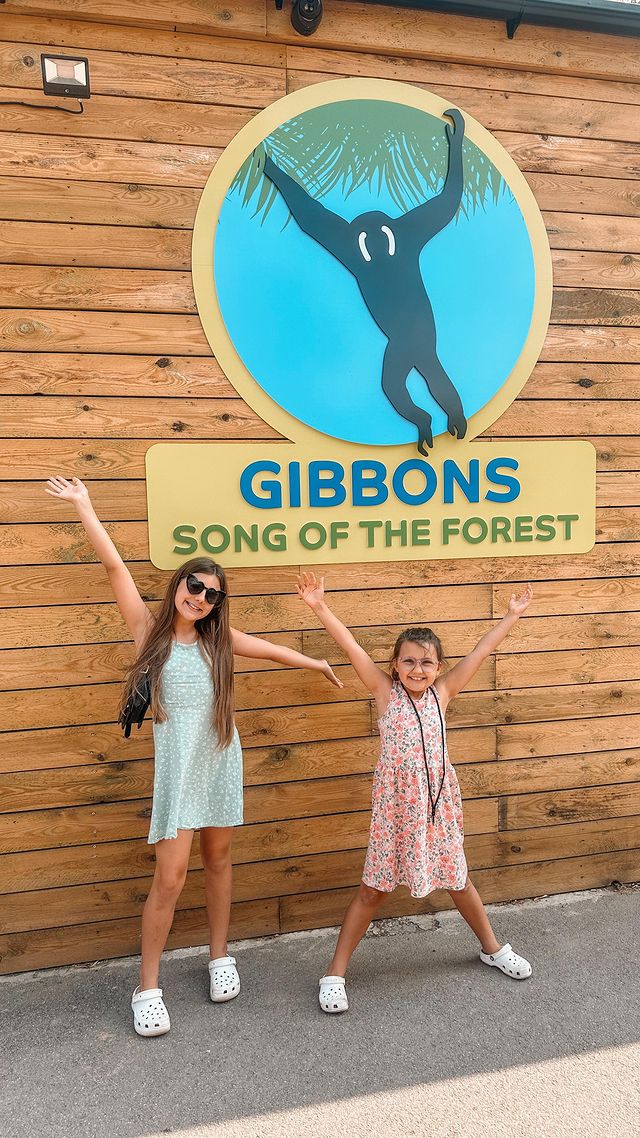 Instagram post by @esme_and_edie for Hertfordshire Zoo. Caption reads: 💫 Hertfordshire Zoo 💫 Did you know that Gibbons....