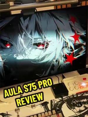 TikTok post by @tron1xtech for Aula. Caption reads: AULA S75 PRO REVIEW! Thanks so much to @Aula [...].