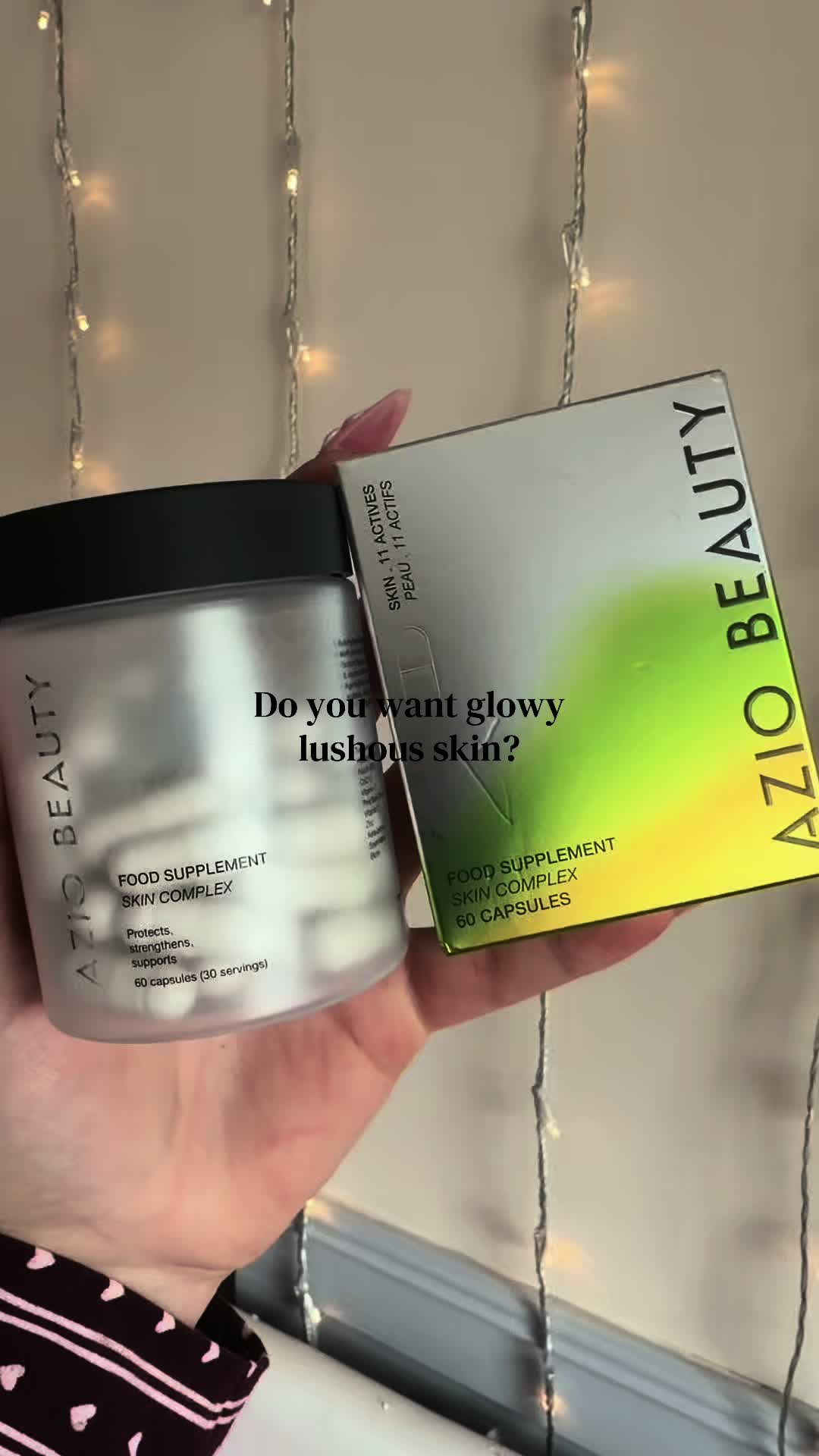 TikTok post by @xleahgem for Azio Beauty. Caption reads: [...] glowy lushous skin? Free Sample | @Azio....