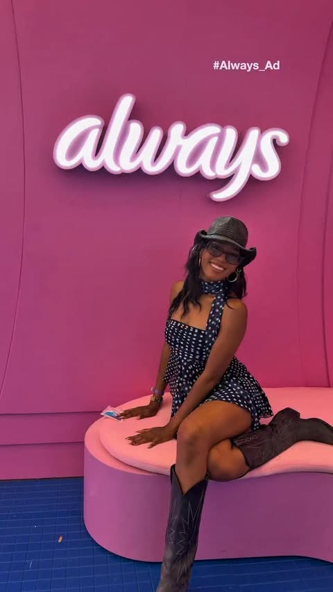 Instagram post by @adriannasmiles for Always. Caption reads: #Always_Ad @always_brand the only surprise we....