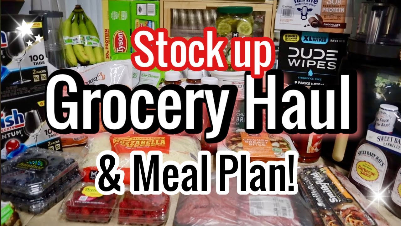 YouTube post by @InWithJen for BUILT Bar. Caption reads: ✨NEW ✨ | HIGH PROTEIN GROCERY HAUL & MEAL PLAN |....