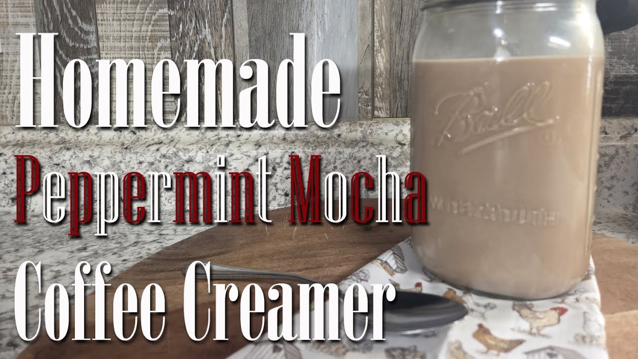 YouTube post by @HomesteadCorner for Wallaby Goods. Caption reads: Homemade Peppermint Mocha Coffee Creamer.