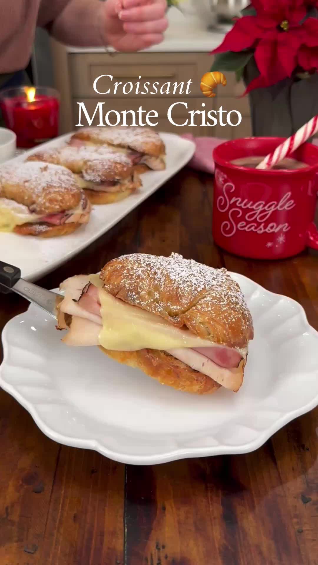 TikTok post by @thesaltycooker for The Fresh Market. Caption reads: Meet your new brunch crush: The Croissant Monte....