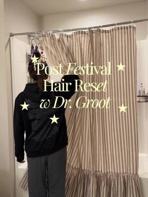 TikTok post by @phamalamaa for Dr. Groot Hair. Caption reads: [...] wait to shower back at home with @Dr. Groot....