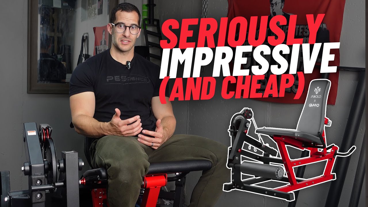YouTube post by @MattRosenman for MIKOLO. Caption reads: The Best Leg Machine Under $400? (Mikolo x GMWD....