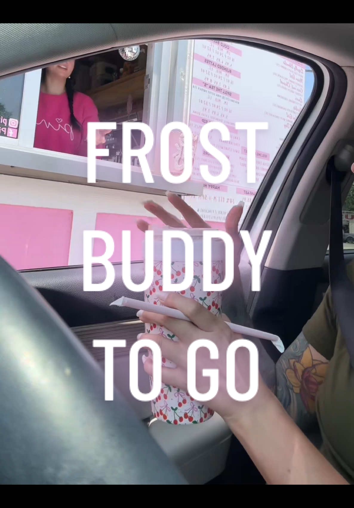 TikTok post by @chinup.titsout for FrostBuddy. Caption reads: [...] sweet as my @Frost Buddy #tumblercups....