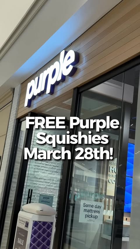 Instagram post by @thekirbycrew_ for Purple. Caption reads: [...] viral squishy?? 👀 I stopped by the @purple....