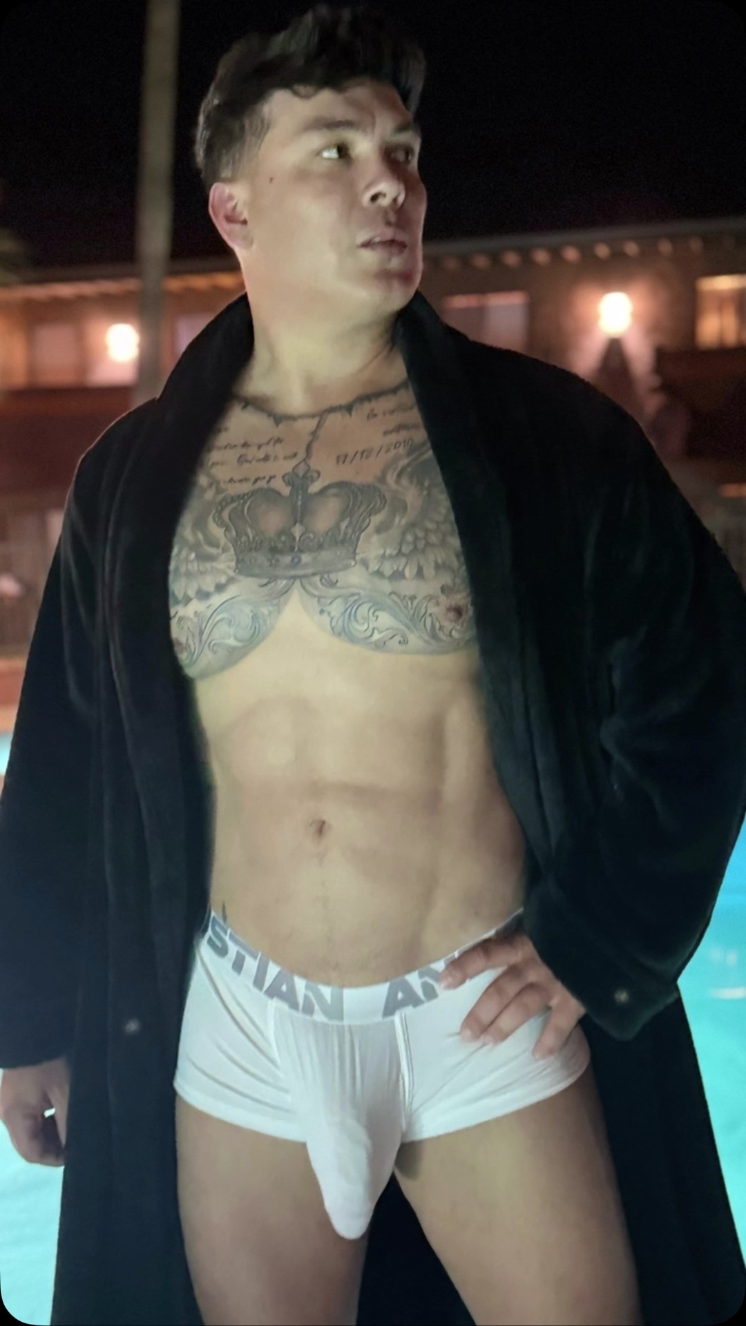 Instagram post by @zeusrodriguezxl for Andrew Christian. Caption reads: @andrewchristianintl  new designs 
#palmssprings ....