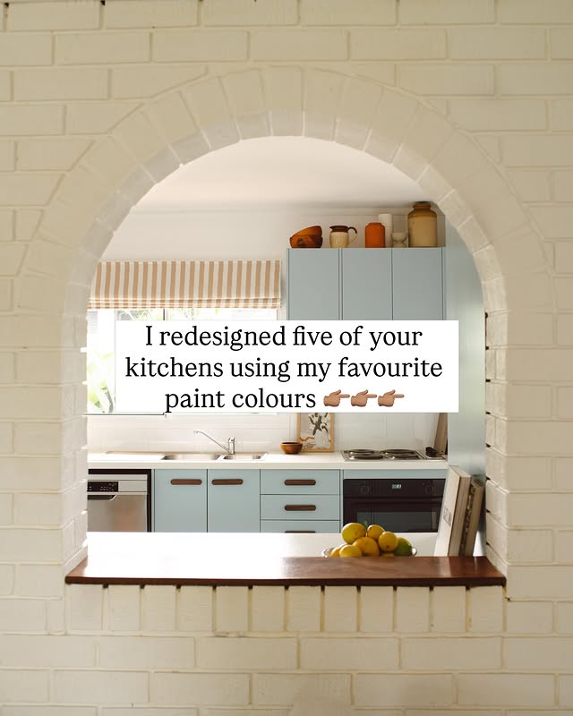Instagram post by @genevavanderzeil for Benjamin Moore. Caption reads: [...] your kitchens using a few of my fave....
