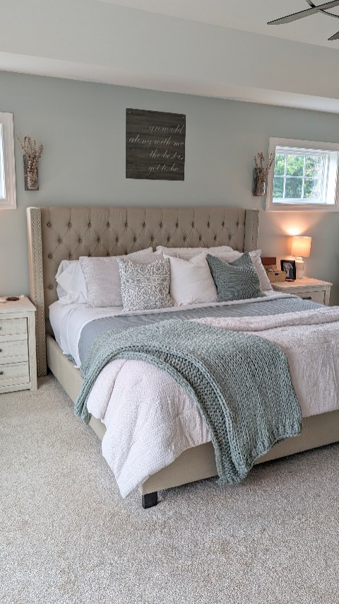 Instagram post by @righthereathome for Linens & Hutch. Caption reads: Comment bedroom for links!
Use code NIKIGIZZI to....